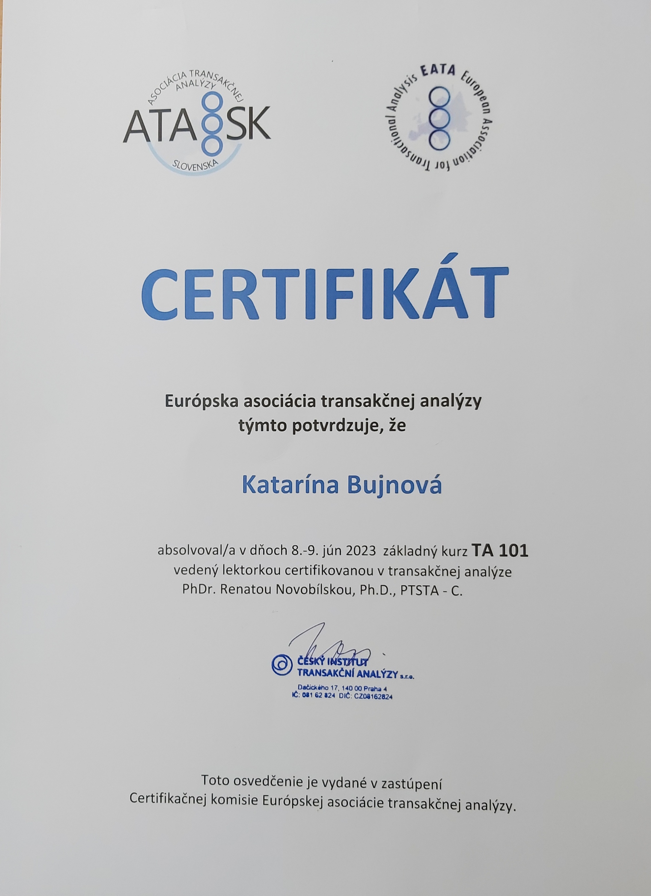 Základný kurz TA 101 (Transakčná analýza)